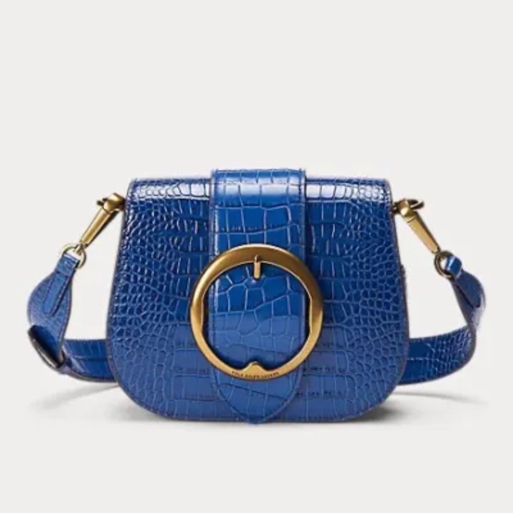 Polo Ralph Lauren Blue Crocodile Lennox Bag